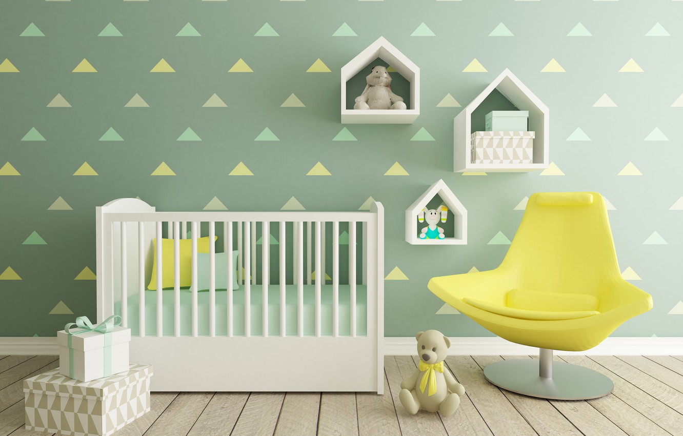 Photo Wallpaper Toys, Interior, Cot, Children S Room, - Wall Paint For Baby Room , HD Wallpaper & Backgrounds