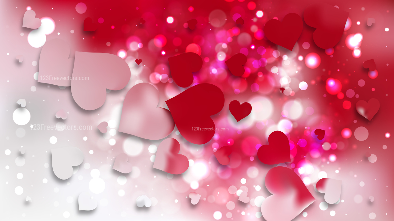 Red And White Heart Wallpaper Background Illustration - Pink And Red Heart , HD Wallpaper & Backgrounds