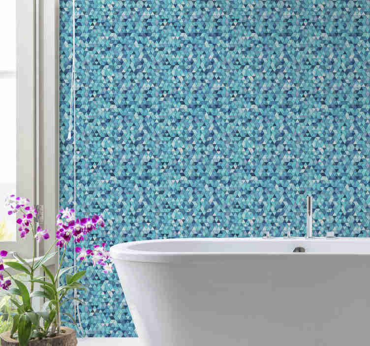 Geometric Blue Abstract Pattern Wallpaper - Bathroom , HD Wallpaper & Backgrounds