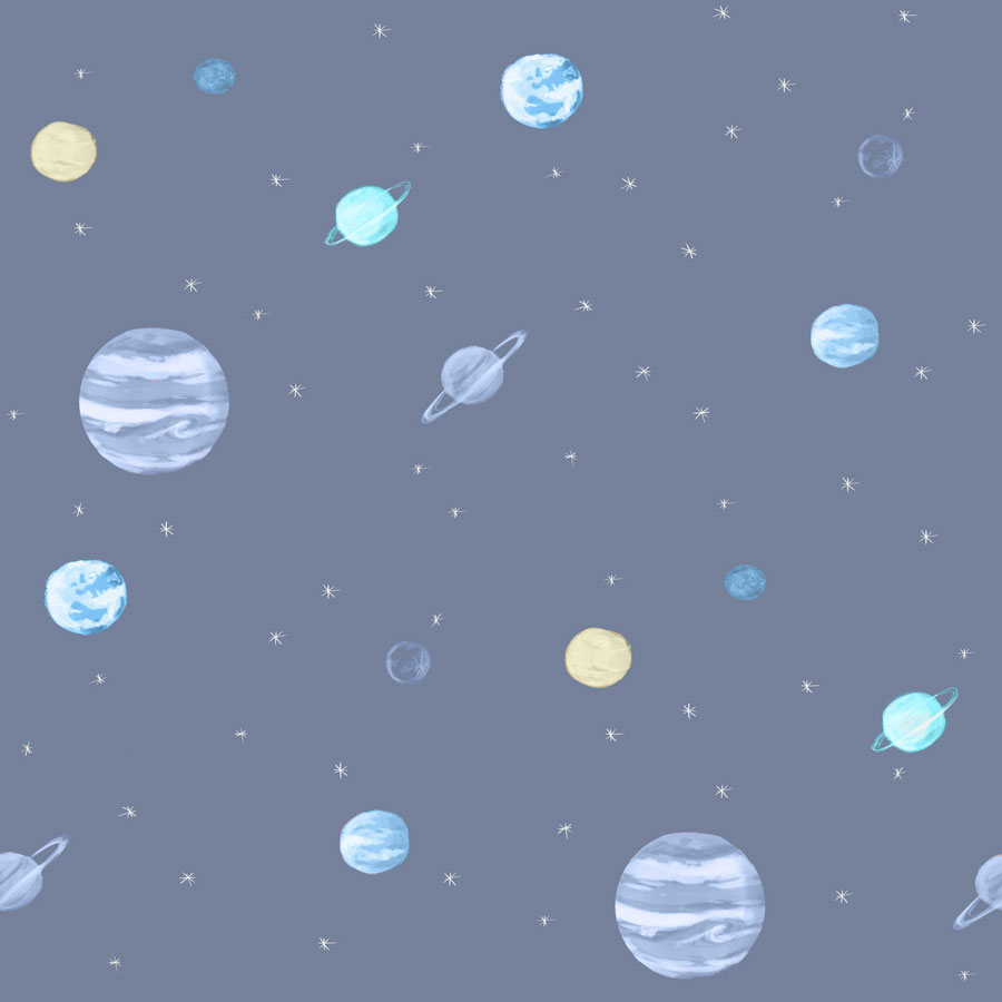 Planet Pattern Wallpaper Mural Blue - Outer Space , HD Wallpaper & Backgrounds