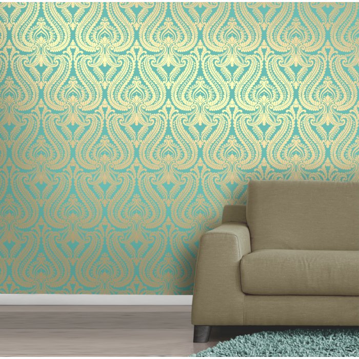 Love Wallpaper Shimmer Damask Metallic Designer Wallpaper - I Love Wallpaper , HD Wallpaper & Backgrounds