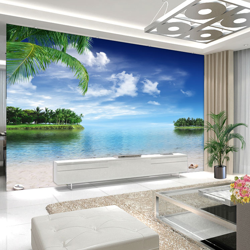 Cool 3d Beach Coconut Island Large Mural Wallpaper , HD Wallpaper & Backgrounds