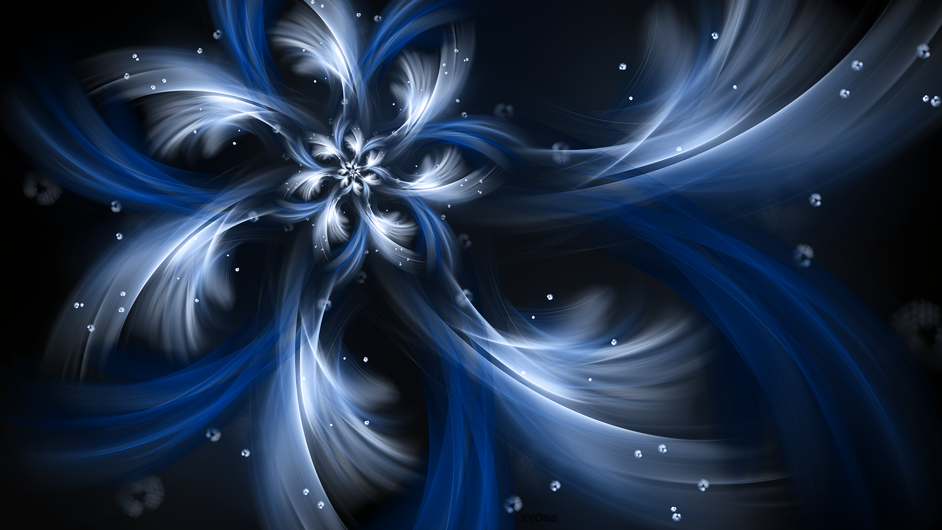 Blue White Fractal Art Dark Wallpaper - Fractal Hd Wallpaper Thumb , HD Wallpaper & Backgrounds