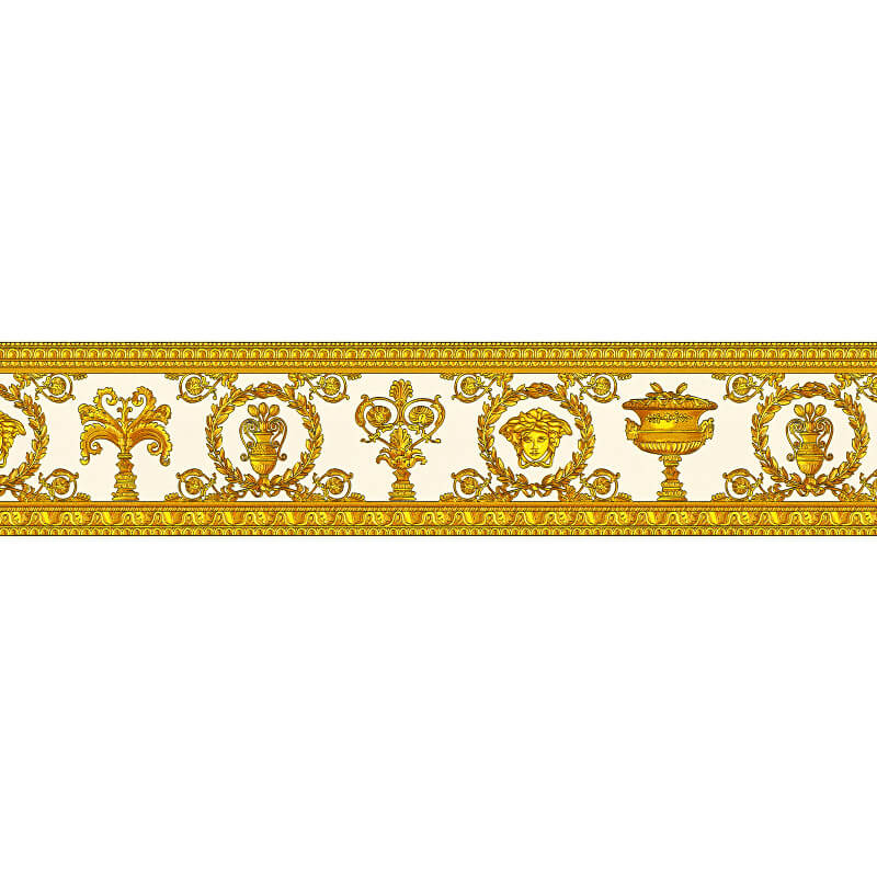 Versace Vanitas White/gold Wallpaper Border - Gold Greek Border Design , HD Wallpaper & Backgrounds