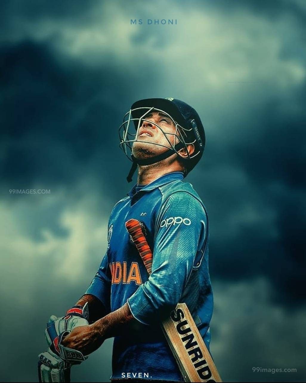 Ms Dhoni 7 Looking At Sky Drawing Image / Wallpaper - Ms Dhoni Wallpaper Hd , HD Wallpaper & Backgrounds