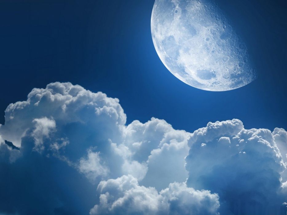 Luna*nubes Cielo Naturaleza Wallpaper - Moon Clouds Blue , HD Wallpaper & Backgrounds