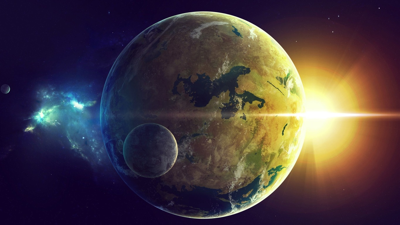 Sol Estrellas Planetas-espacio Hd Theme Wallpaper - Sun Behind The Earth , HD Wallpaper & Backgrounds