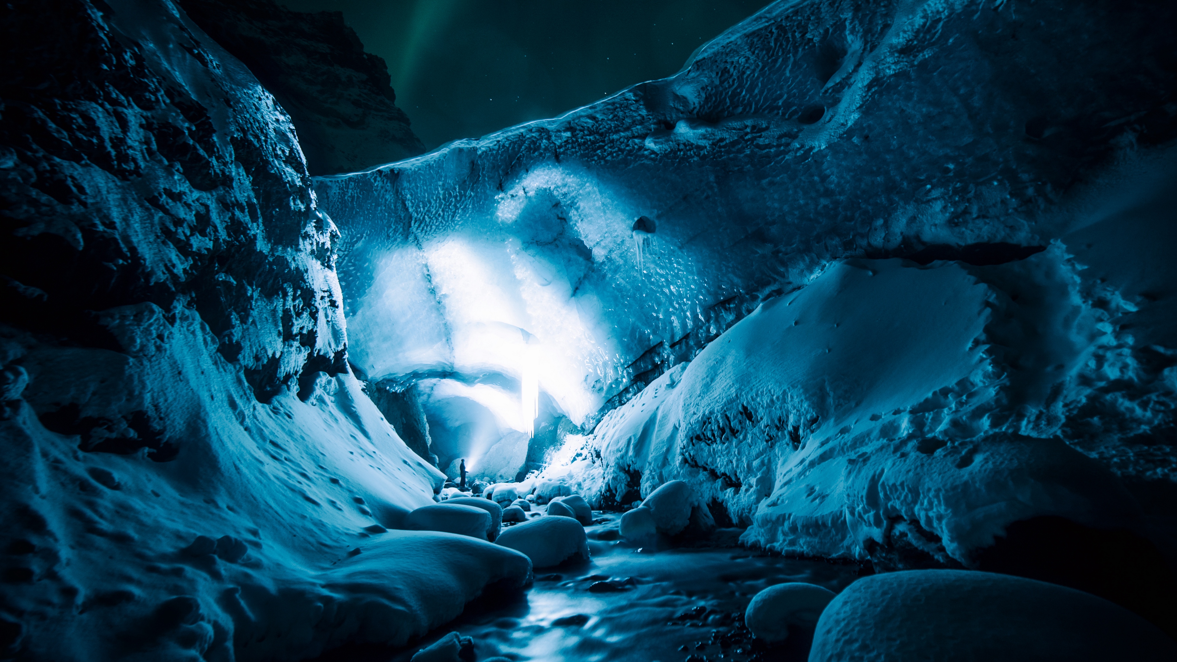 Wallpaper Ice Cave, Night, Ice - Ice Cave , HD Wallpaper & Backgrounds