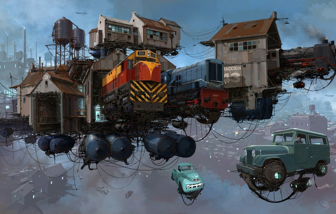 Photo Wallpaper The Sky, Auto, Figure, The City, Locomotive, - Alejandro Burdisio Trains , HD Wallpaper & Backgrounds