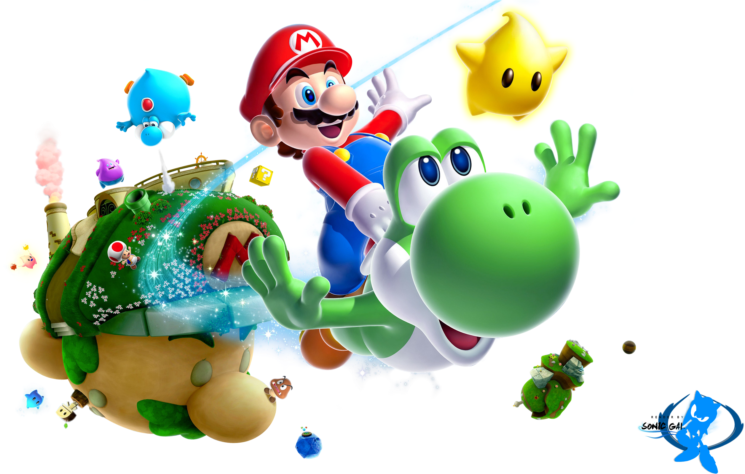 Super Mario Galaxy 2 Png Banner Transparent - Super Mario Galaxy Render , HD Wallpaper & Backgrounds