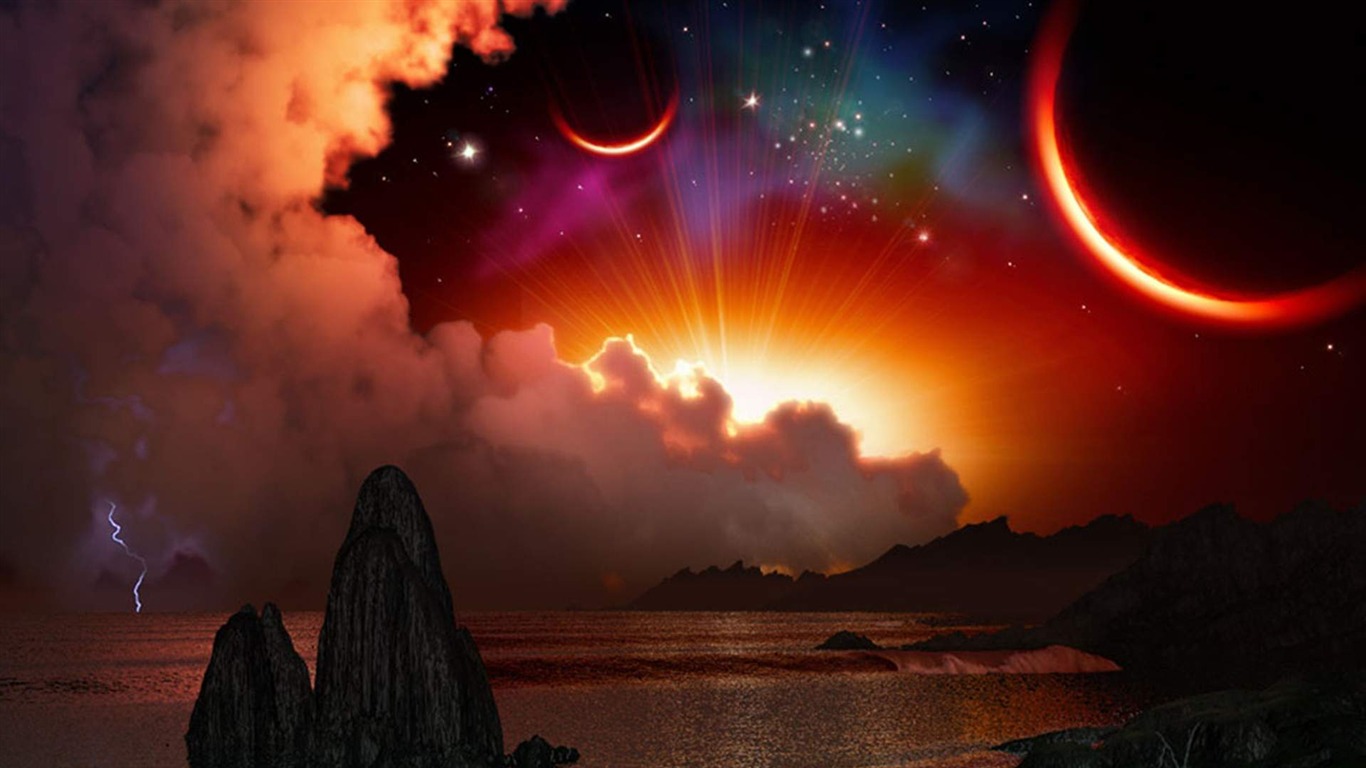 Hermoso Espacio-universo Espacio Hd Wallpaper - Sun Moon And The Stars , HD Wallpaper & Backgrounds