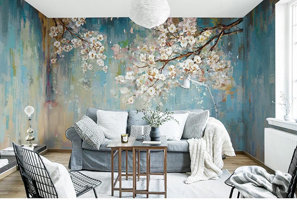 Living Room Wall Mural Art , HD Wallpaper & Backgrounds