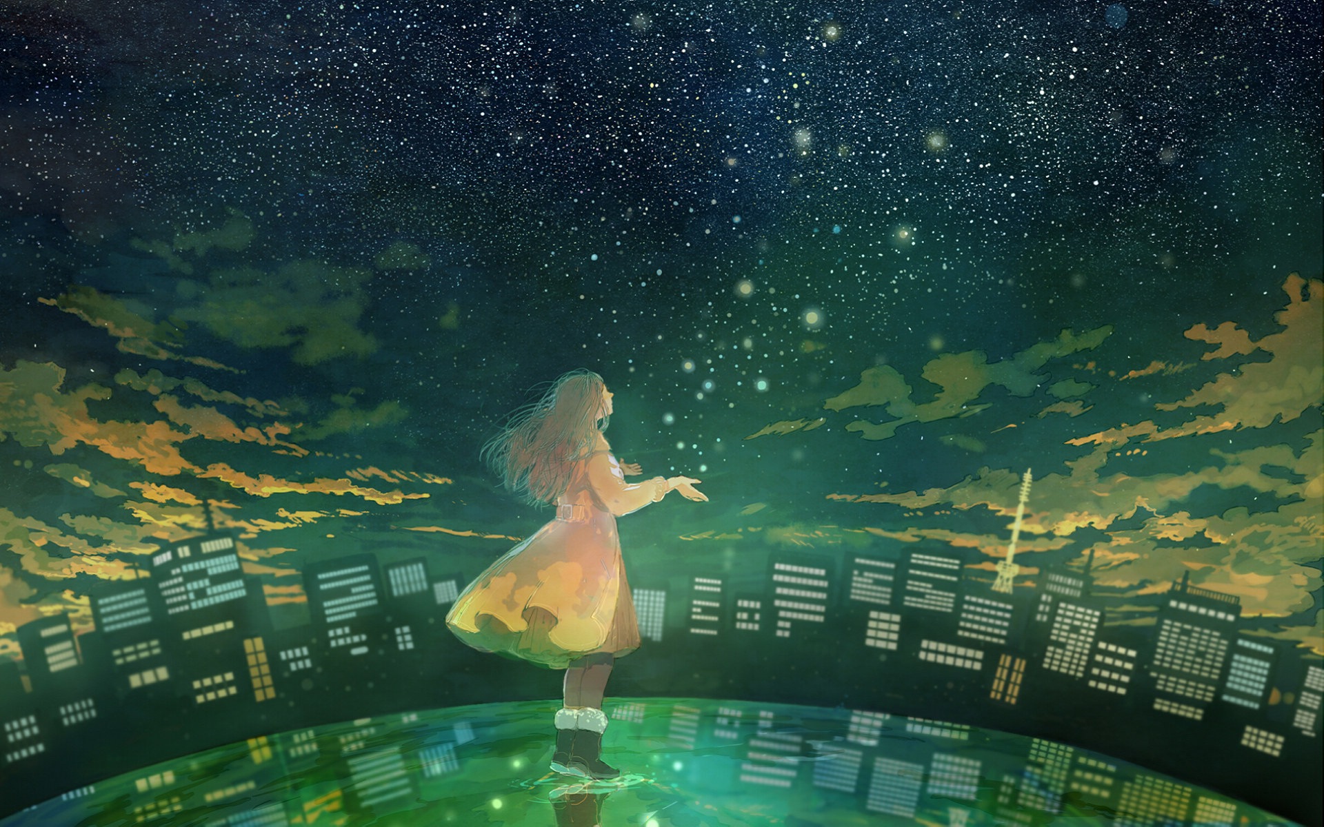 Summer Anime Wallpaper - Fireflies Wallpaper Anime , HD Wallpaper & Backgrounds