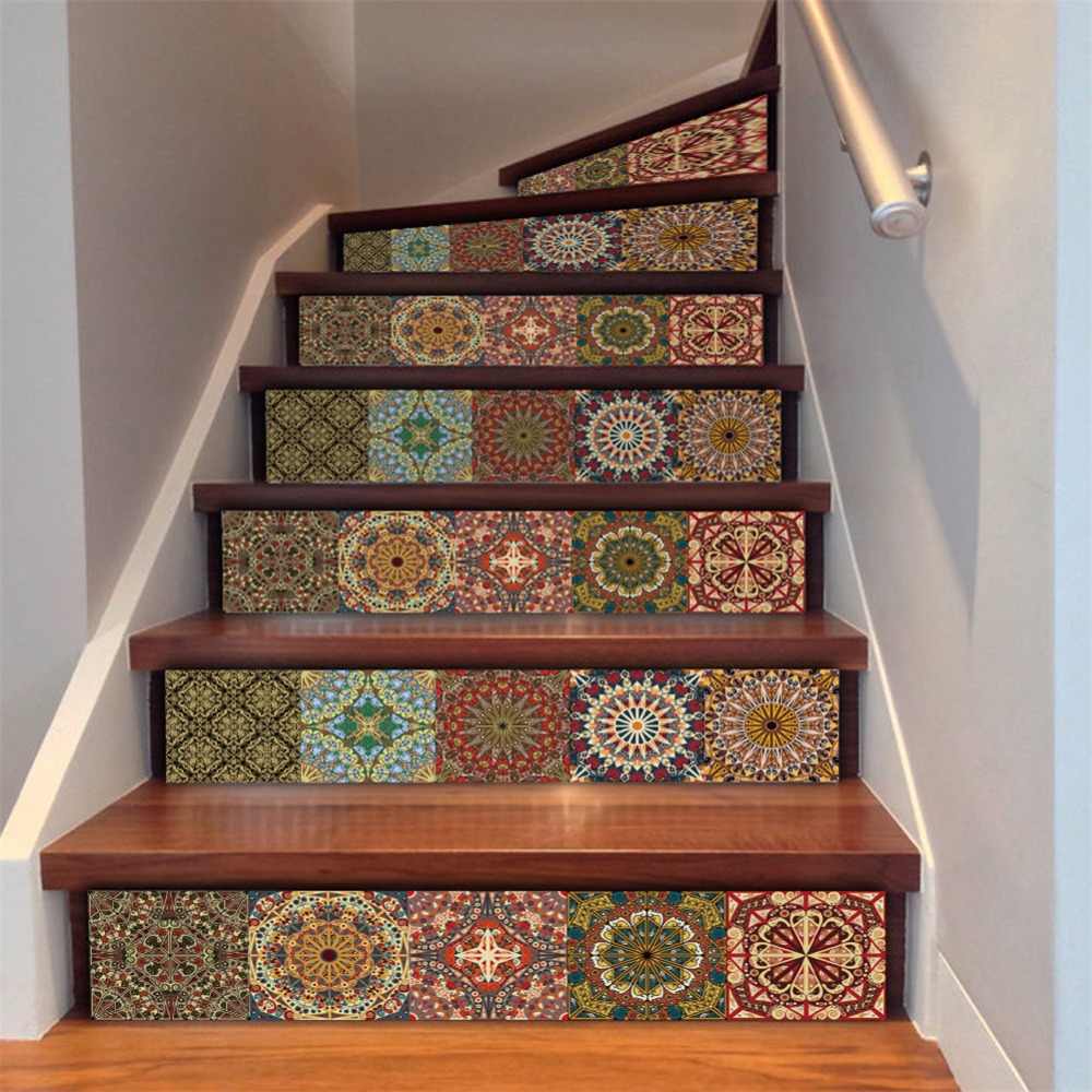 Yanqiao Morocco Tiles Stair Sticker Peel And Stick - Moroccan Tiles On Stairs , HD Wallpaper & Backgrounds