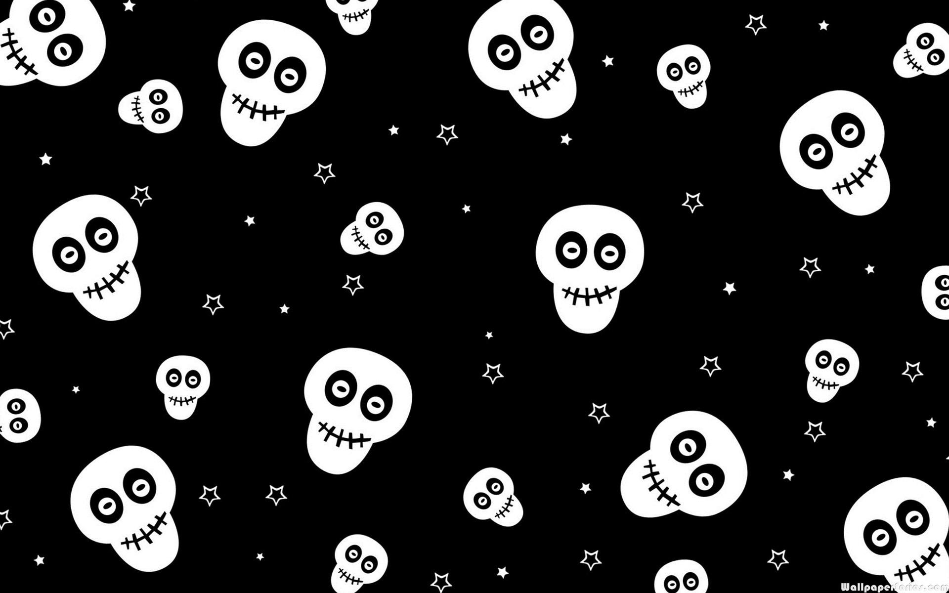 Hd Cute Skull Pattern Wallpaper - Halloween Skeleton Desktop Background , HD Wallpaper & Backgrounds