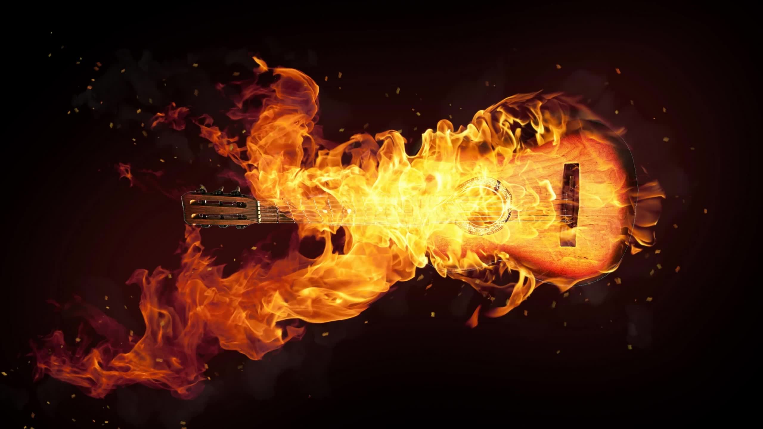 Flame Guitar Fantasy Abstract 2k Live Wallpaper - 2560 * 1440 Size Art , HD Wallpaper & Backgrounds