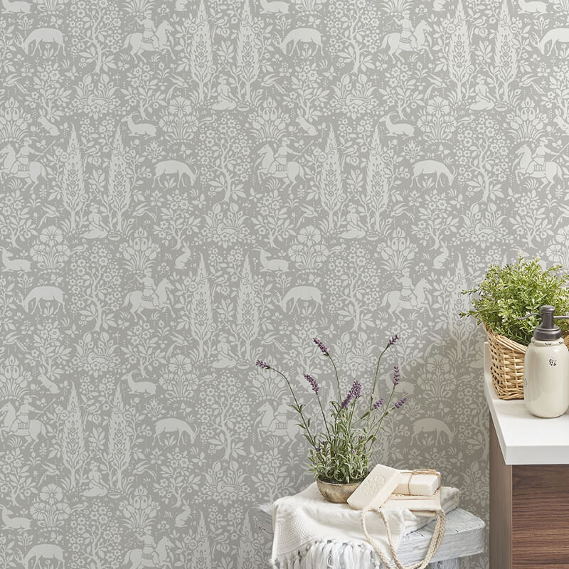 Crown Woodland Floral Grey Wallpaper - Woodland Wallpaper For Walls , HD Wallpaper & Backgrounds