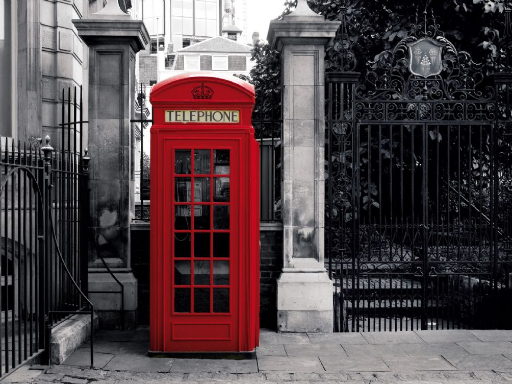 Giant Wallpaper Wall Mural London Telephone Box Vintage - Vintage London Telephone Box , HD Wallpaper & Backgrounds
