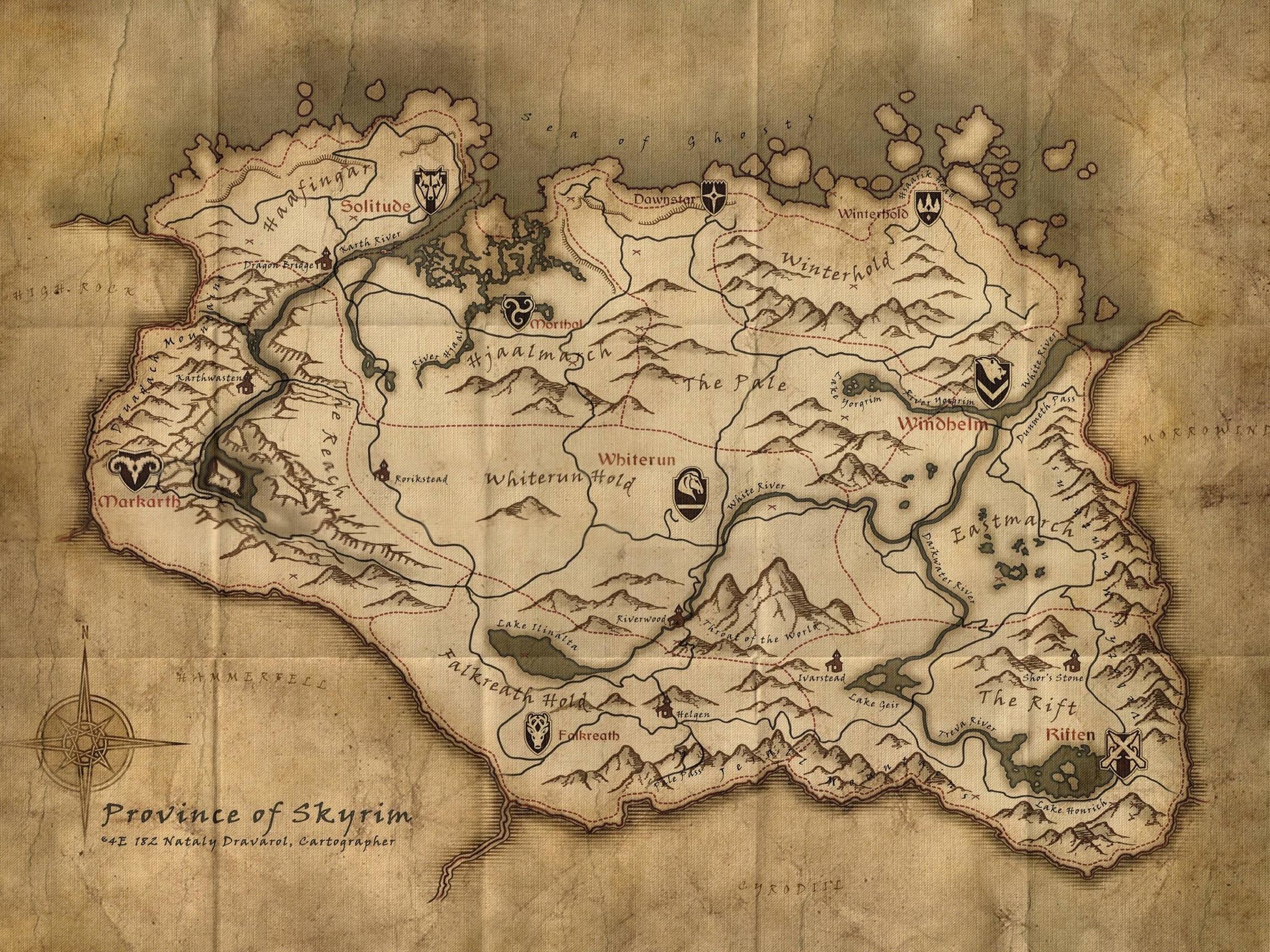 2304x1728, Skyrim Map - Skyrim Map , HD Wallpaper & Backgrounds