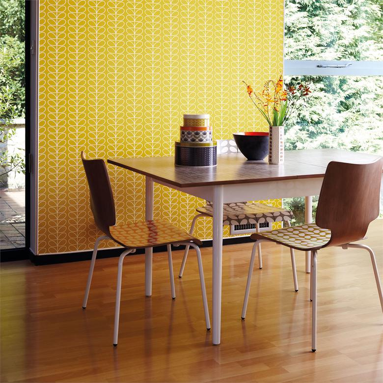 Linear Stem - Graphite Image - Orla Kiely Wallpaper Yellow , HD Wallpaper & Backgrounds