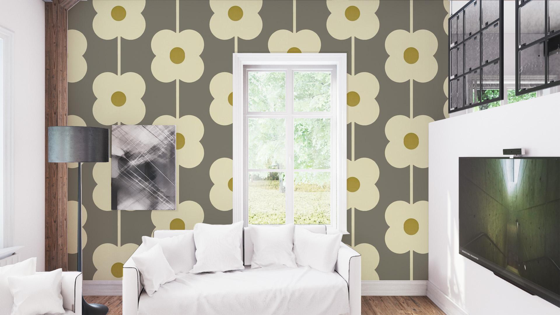 Orla Kiely Abacus Flower 110409 Wallpaper Dove - Palm Leaves Cole & Son , HD Wallpaper & Backgrounds