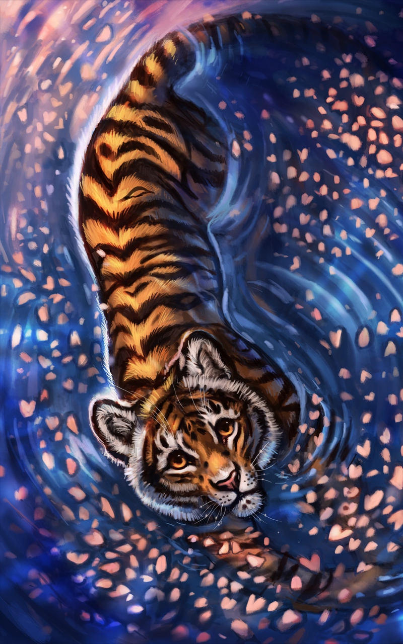 Wallpaper Tiger, Cub, Art, Cute, Sight - Cute Tiger Wallpaper Iphone , HD Wallpaper & Backgrounds