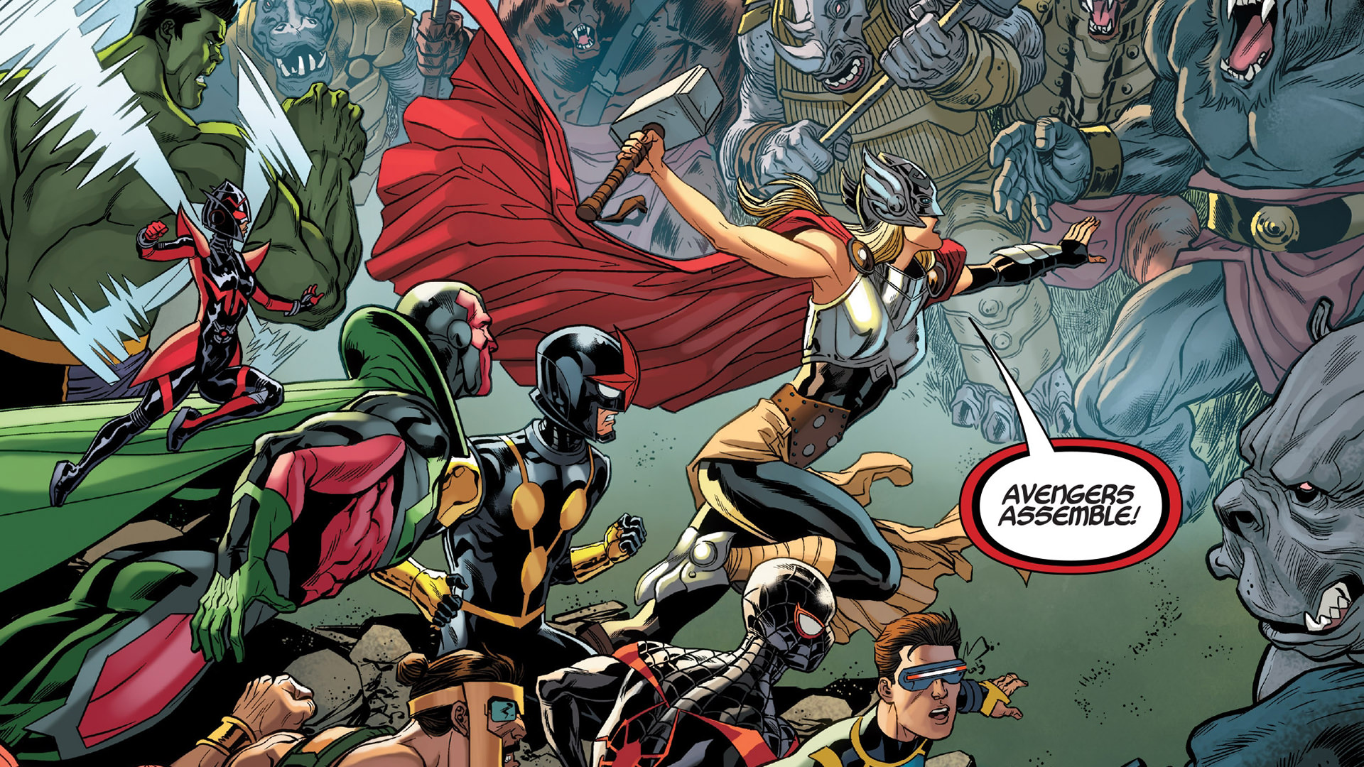 Comics Avengers The Avengers Vision Hulk Jane Foster - Jane Foster Thor , HD Wallpaper & Backgrounds