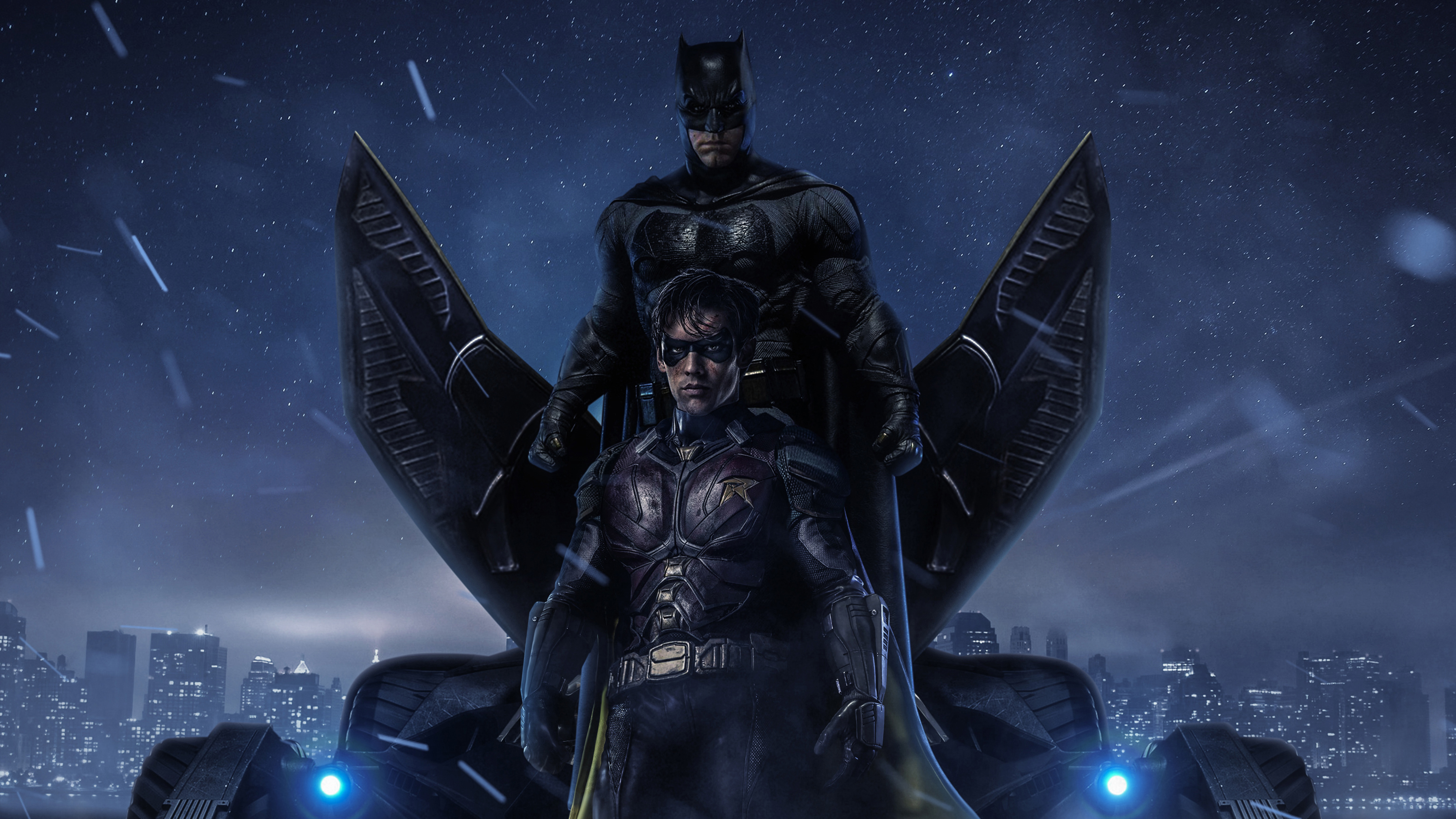 Batman Robin Wallpaper Iphone - Titans Robin And Batman , HD Wallpaper & Backgrounds
