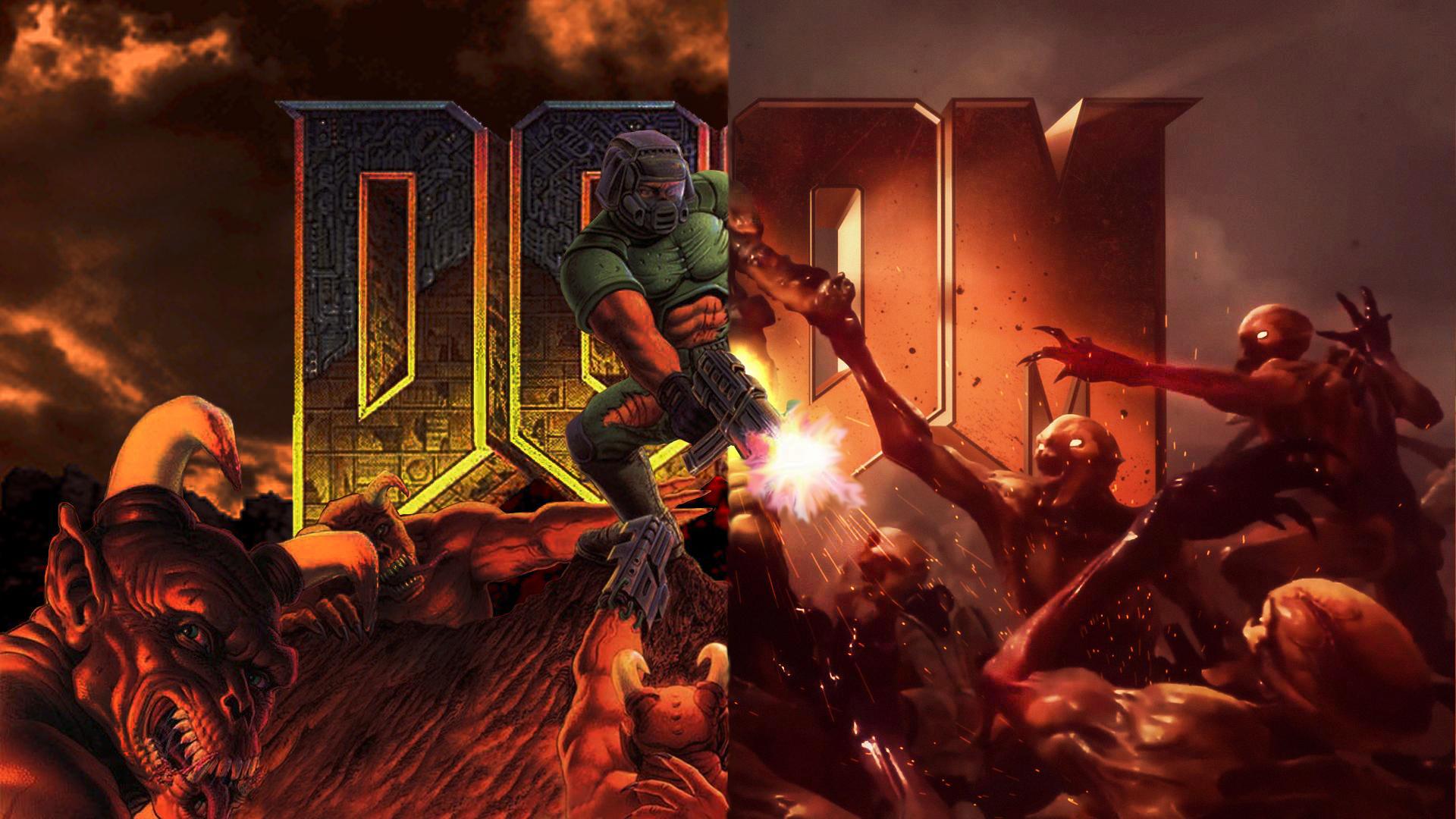 I Mixed The Classic Doom Wallpaper With The New One - Doom Eternal Wallpaper 4k , HD Wallpaper & Backgrounds
