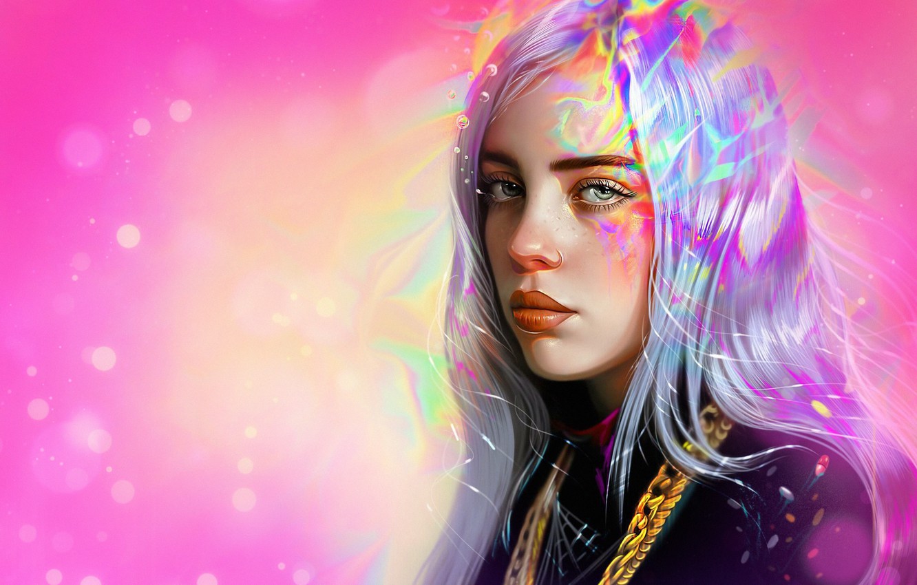 Photo Wallpaper Color, Girl, Figure, Music, Style, - Billie Eilish Fan Art , HD Wallpaper & Backgrounds