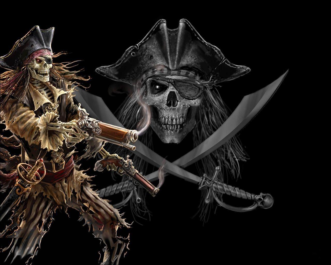 Dark Skeleton Pirate Skull Wallpaper - Skeleton Pirate , HD Wallpaper & Backgrounds