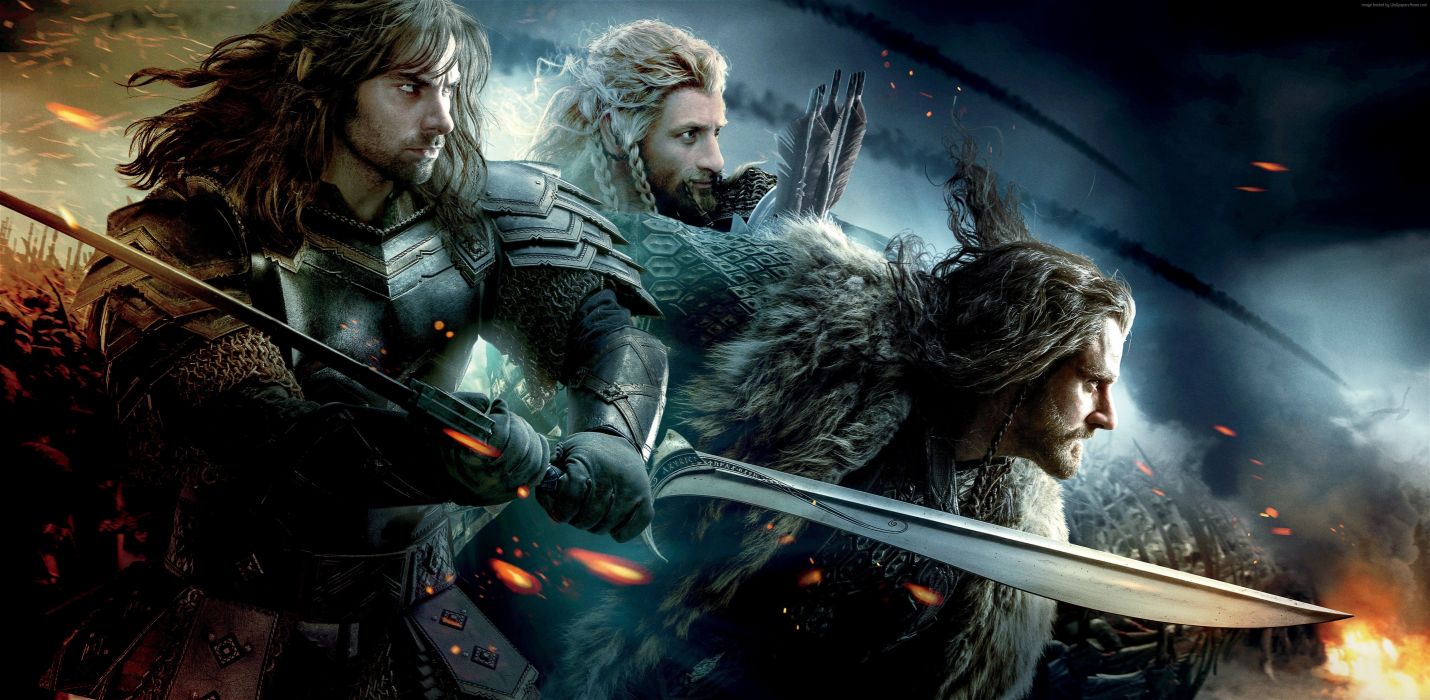 Hobbit Battle Five Armies Lotr Fantasy Battle Armies - Hobbit Thorin Fili And Kili , HD Wallpaper & Backgrounds