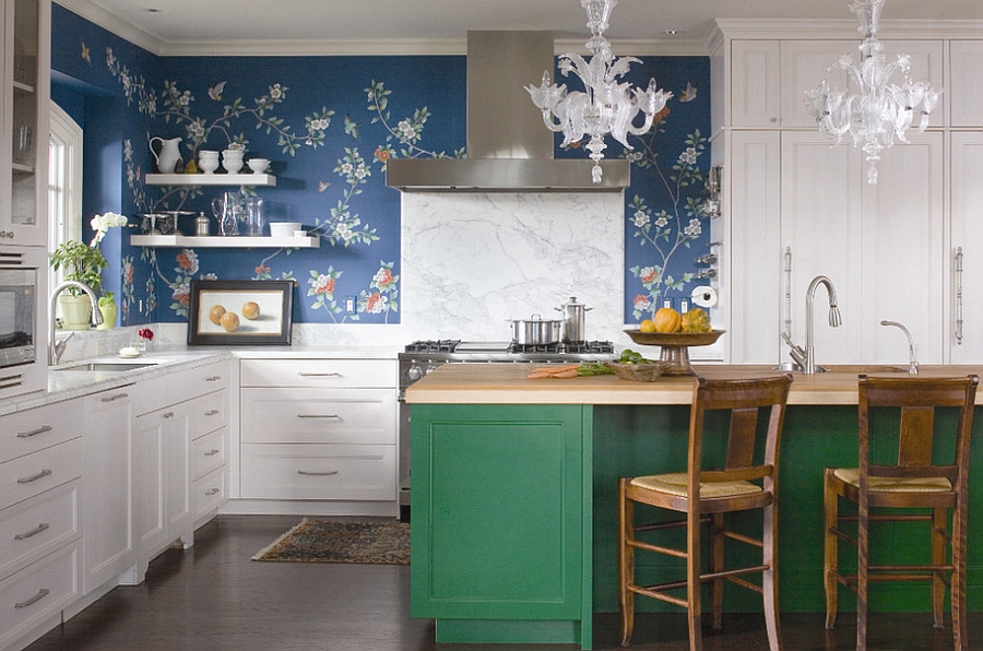 Five Insanely Fun Ways To Wallpaper Your Kitchen - Kitchen Wall Paint Design , HD Wallpaper & Backgrounds