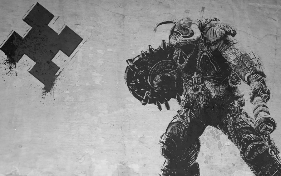 Gears Of War Black And White Drawing , HD Wallpaper & Backgrounds