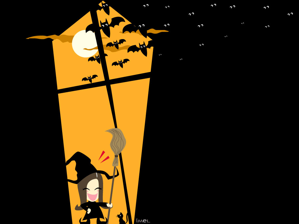 Halloween Witch - Happy Halloween Witch Wallpaper Art Cute Halloween , HD Wallpaper & Backgrounds