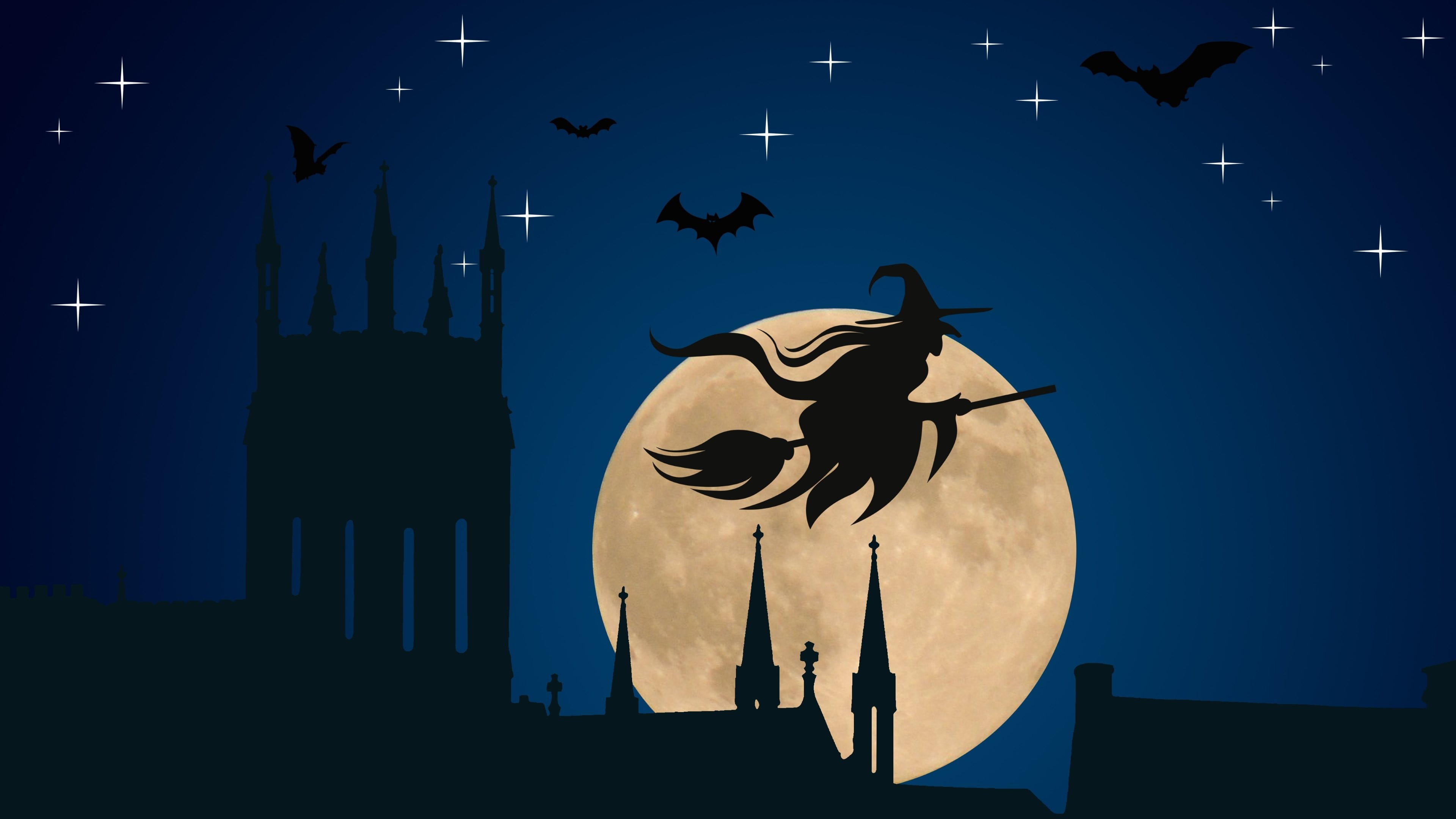 Halloween Moon And Stars , HD Wallpaper & Backgrounds