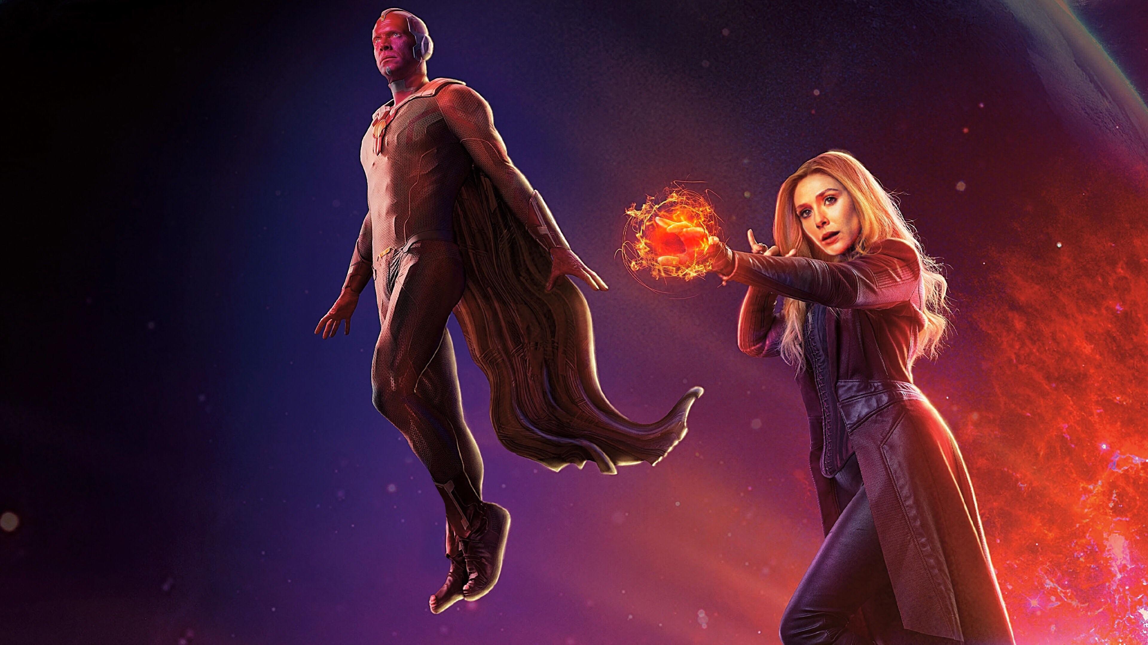 Vision And Scarlet Witch Infinity War , HD Wallpaper & Backgrounds