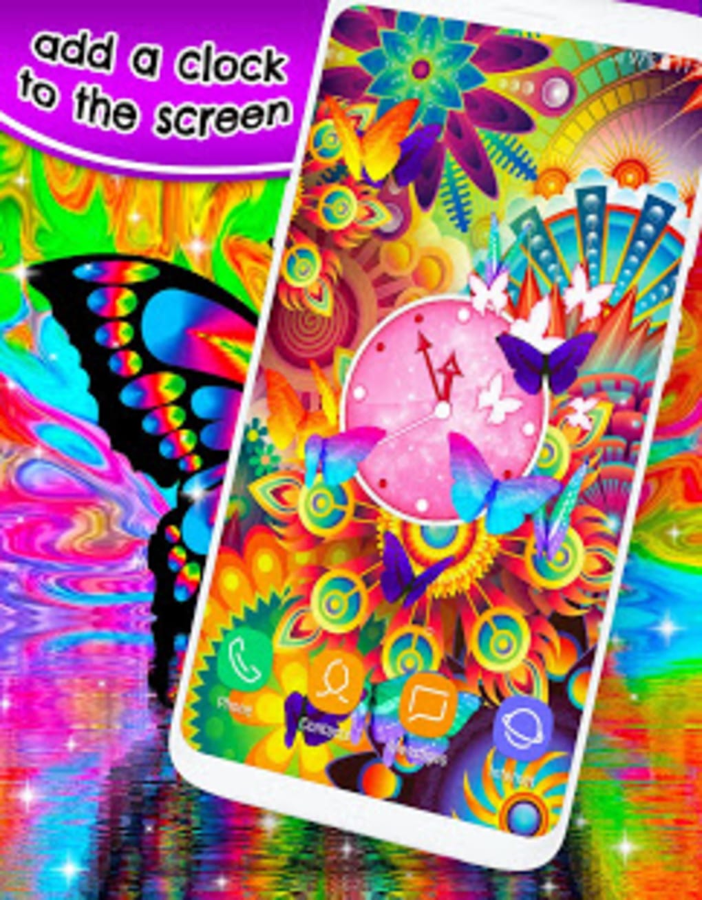 Neon Butterflies Wallpaper Free Live Wallpapers - Visual Arts , HD Wallpaper & Backgrounds