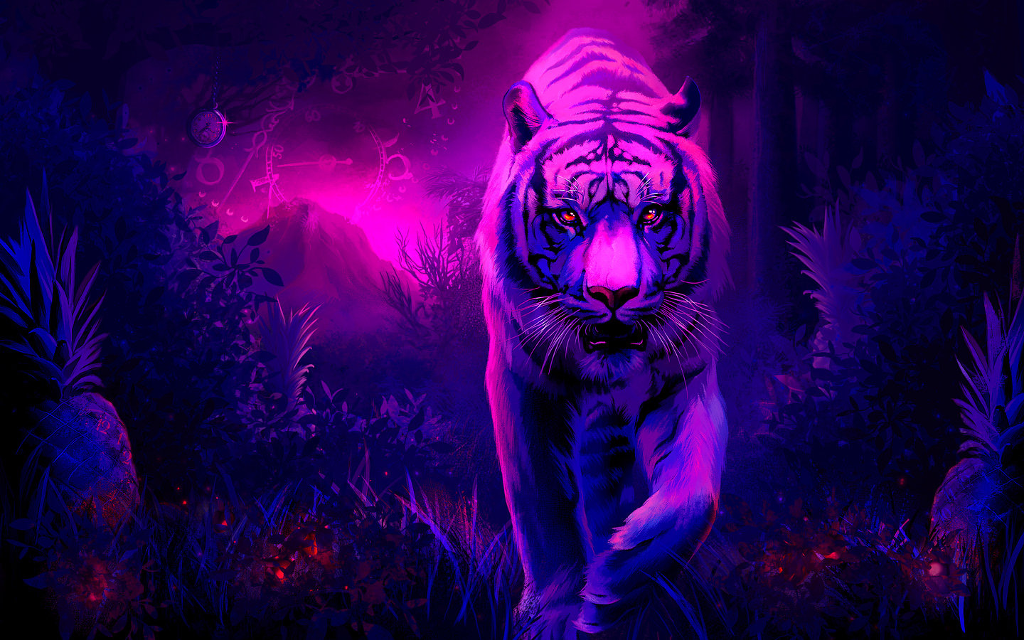 High Resolution Tiger Hd Wallpaper Id - Purple Tiger Wallpaper Hd , HD Wallpaper & Backgrounds