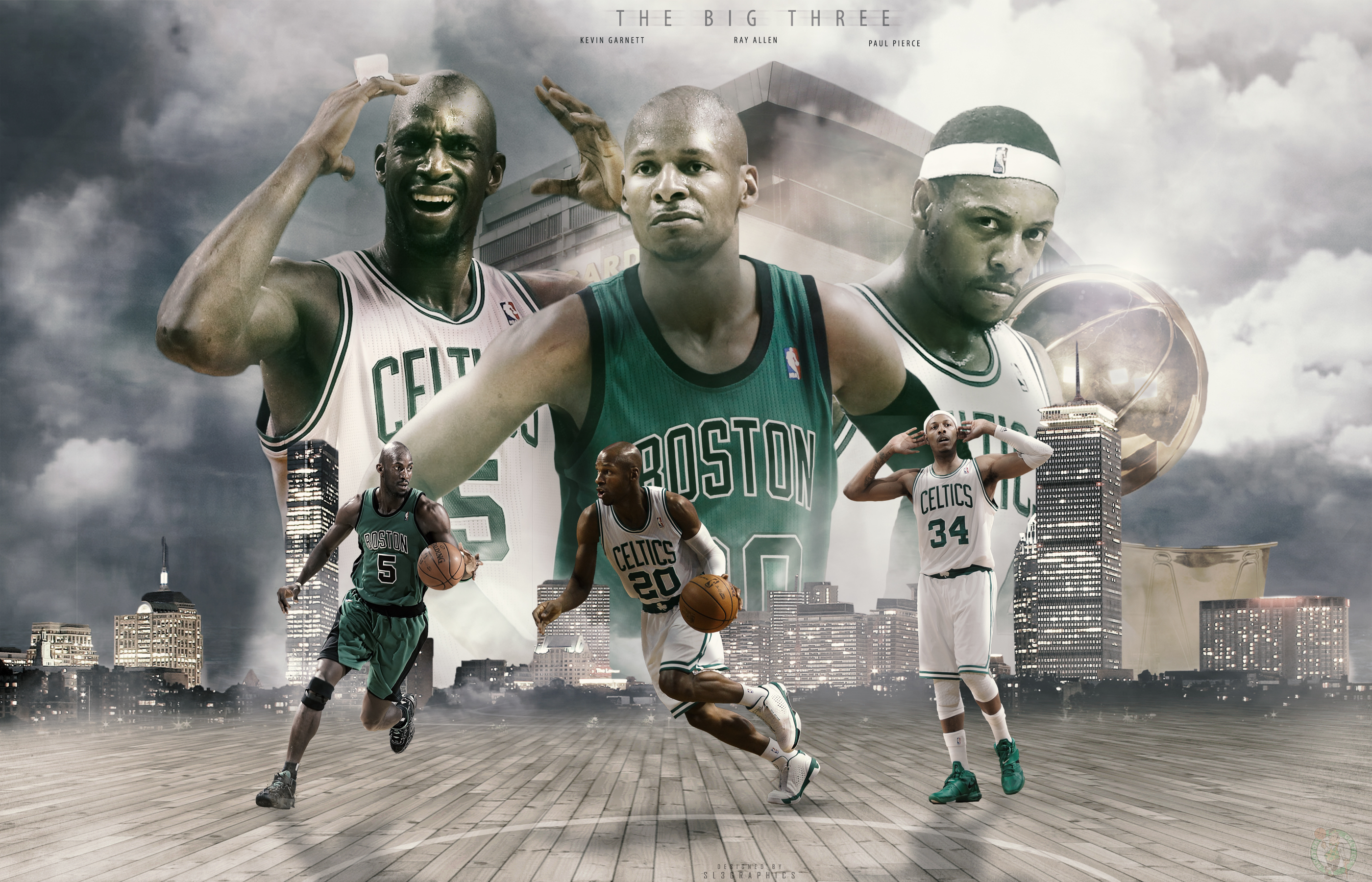 Boston Celtics 2015 The Big Three Nba Wallpapers - Celtics Wallpaper Big 3 , HD Wallpaper & Backgrounds