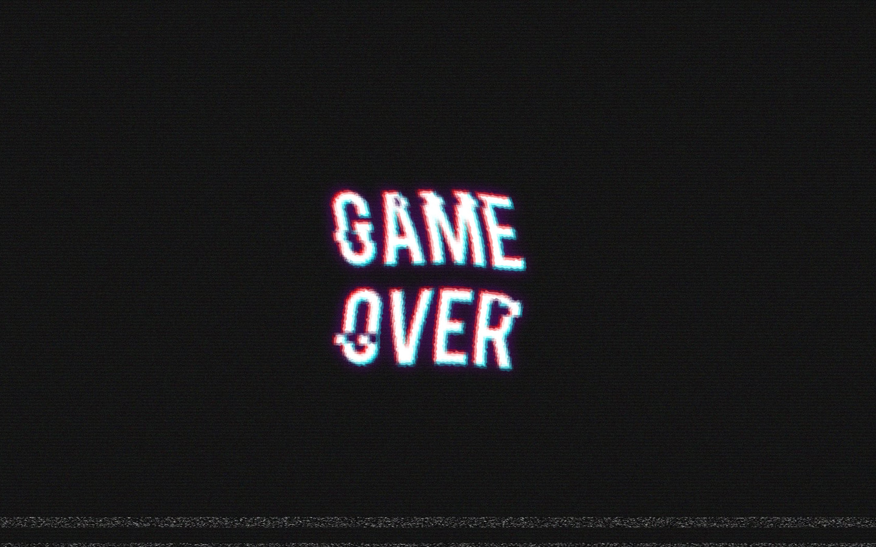 Game Over, Video Games, Retro Games, Distortion Wallpapers - Game Over Black Background , HD Wallpaper & Backgrounds