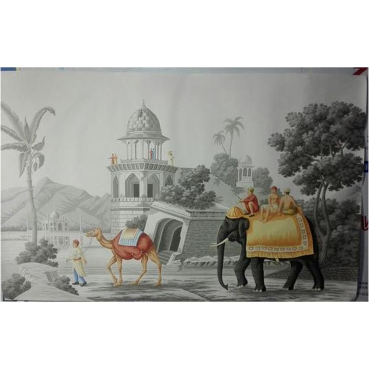 Panoramic Hand Painted Landscape Wallpaper- Early Views - Early Views Of India , HD Wallpaper & Backgrounds