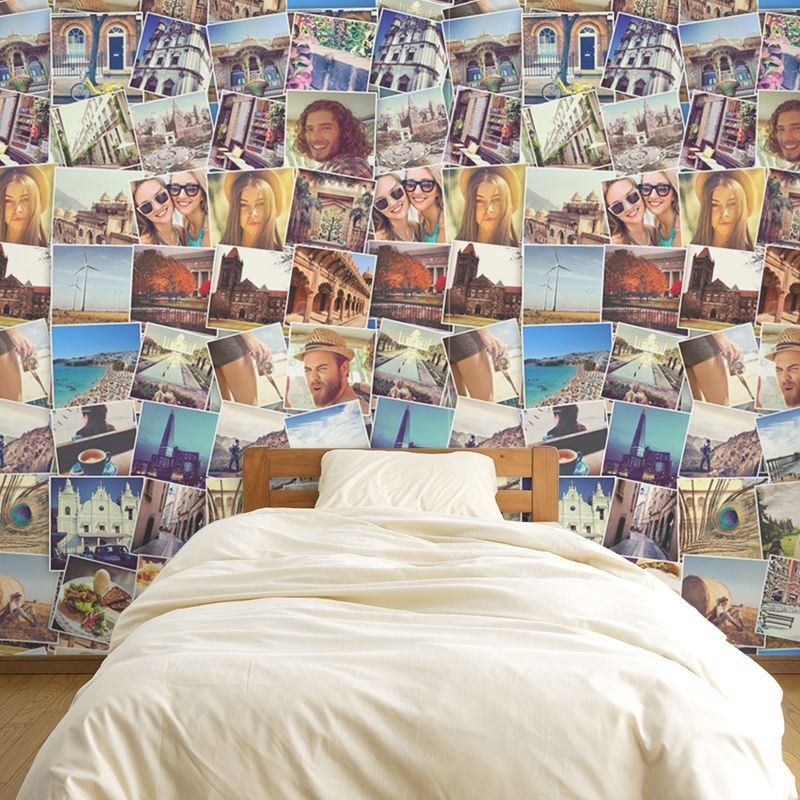 Photo Collage Wallpaper In Bedroom Creates Stunning - Collage , HD Wallpaper & Backgrounds