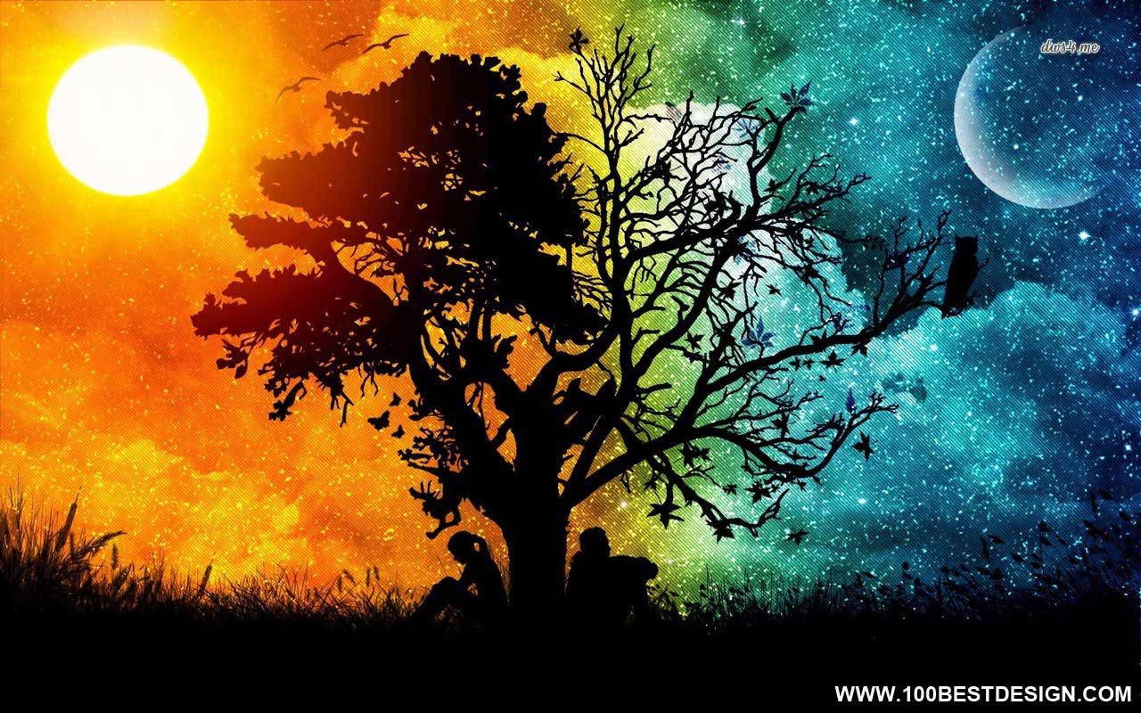Top 100 Nice Nature Desktop Wallpaper And Background - Half Day Half Night , HD Wallpaper & Backgrounds