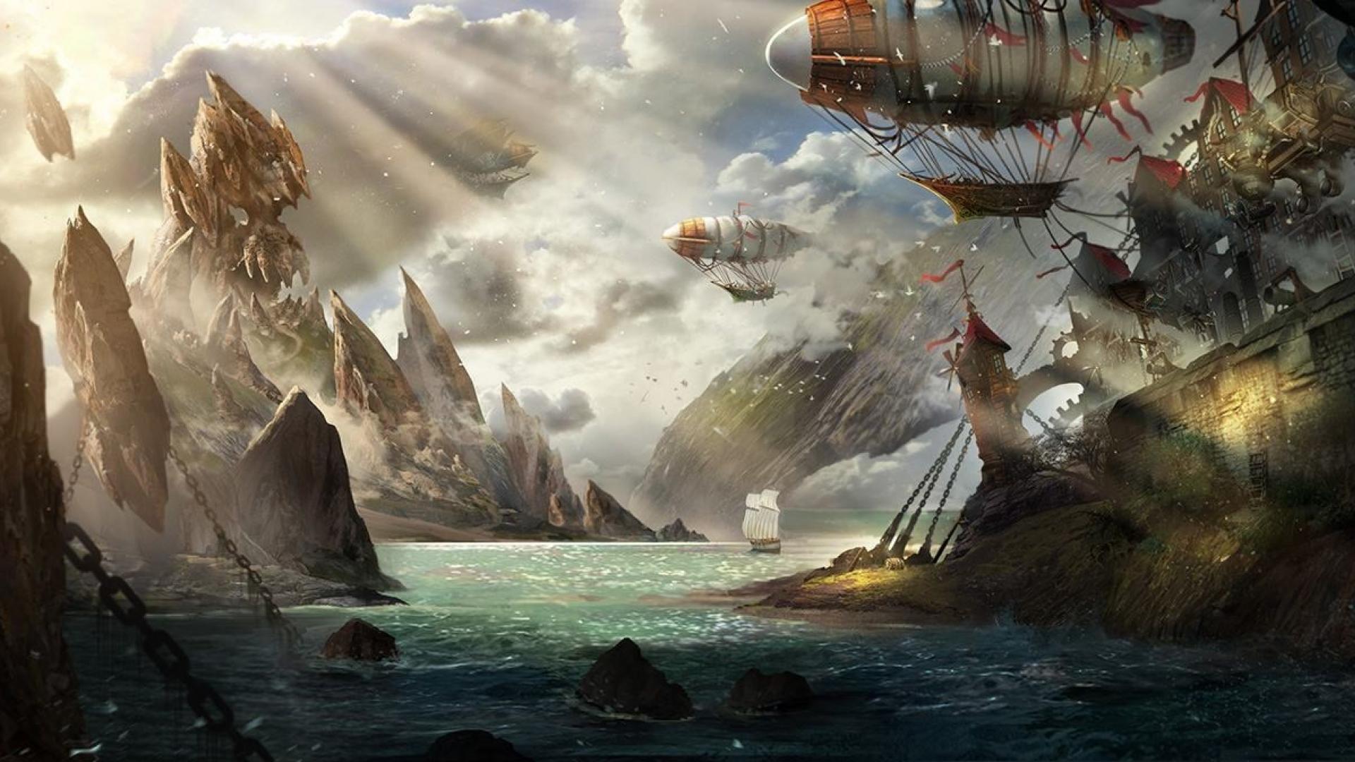 Fantasy Pirate City Art , HD Wallpaper & Backgrounds