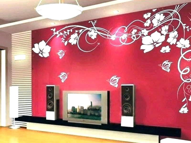 Wallpaper For Bedroom Walls Designs Wallpaper For House - Flower Designs For Wall Painting Ideas , HD Wallpaper & Backgrounds