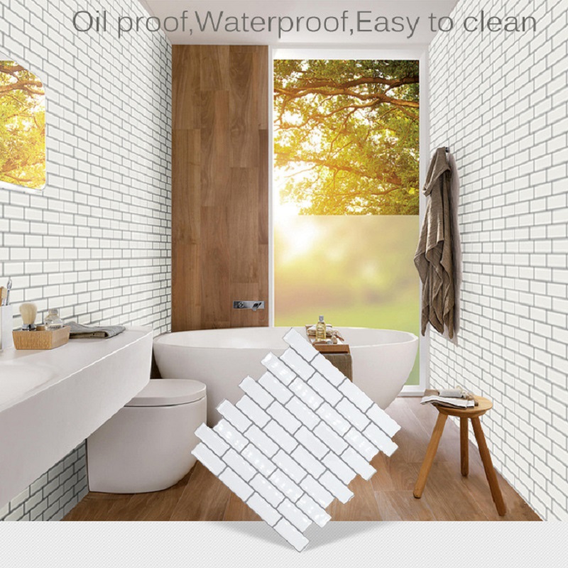 Decorative Self-adhesive Wallpaper White Brick Decoration - Papel Autoadhesivo Para Baño , HD Wallpaper & Backgrounds