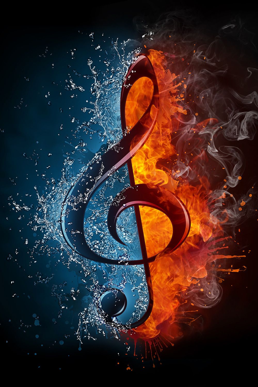Choose Fire Ice Music Symbol Wallpaper To Create Fantastic - Music Fire , HD Wallpaper & Backgrounds
