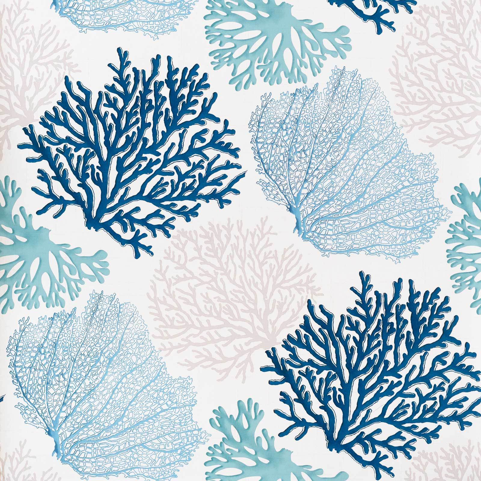 Blue Coral Wallpaper Aqua Ocean - Coral Fabric , HD Wallpaper & Backgrounds