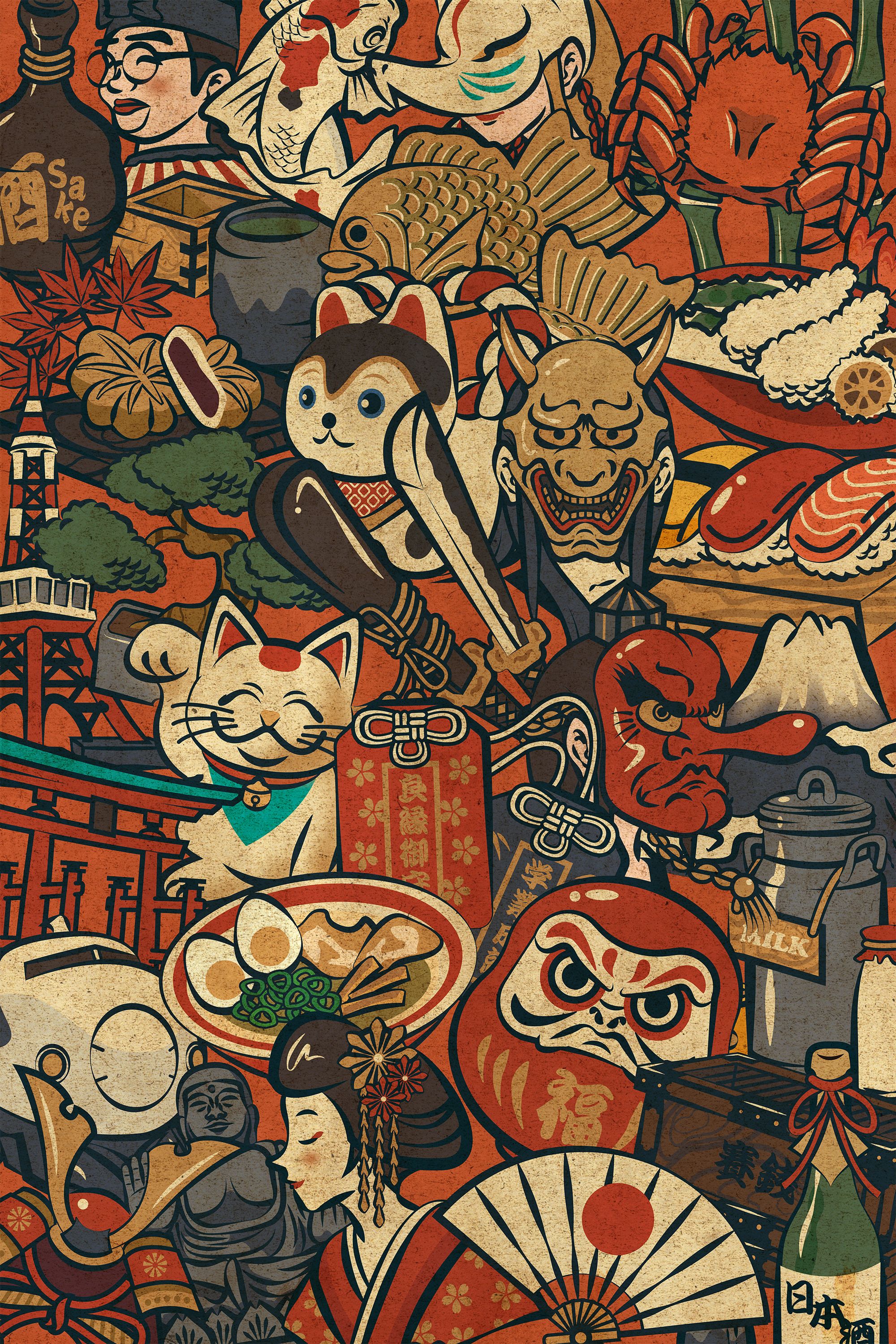 Japan Art Wallpaper Iphone , HD Wallpaper & Backgrounds